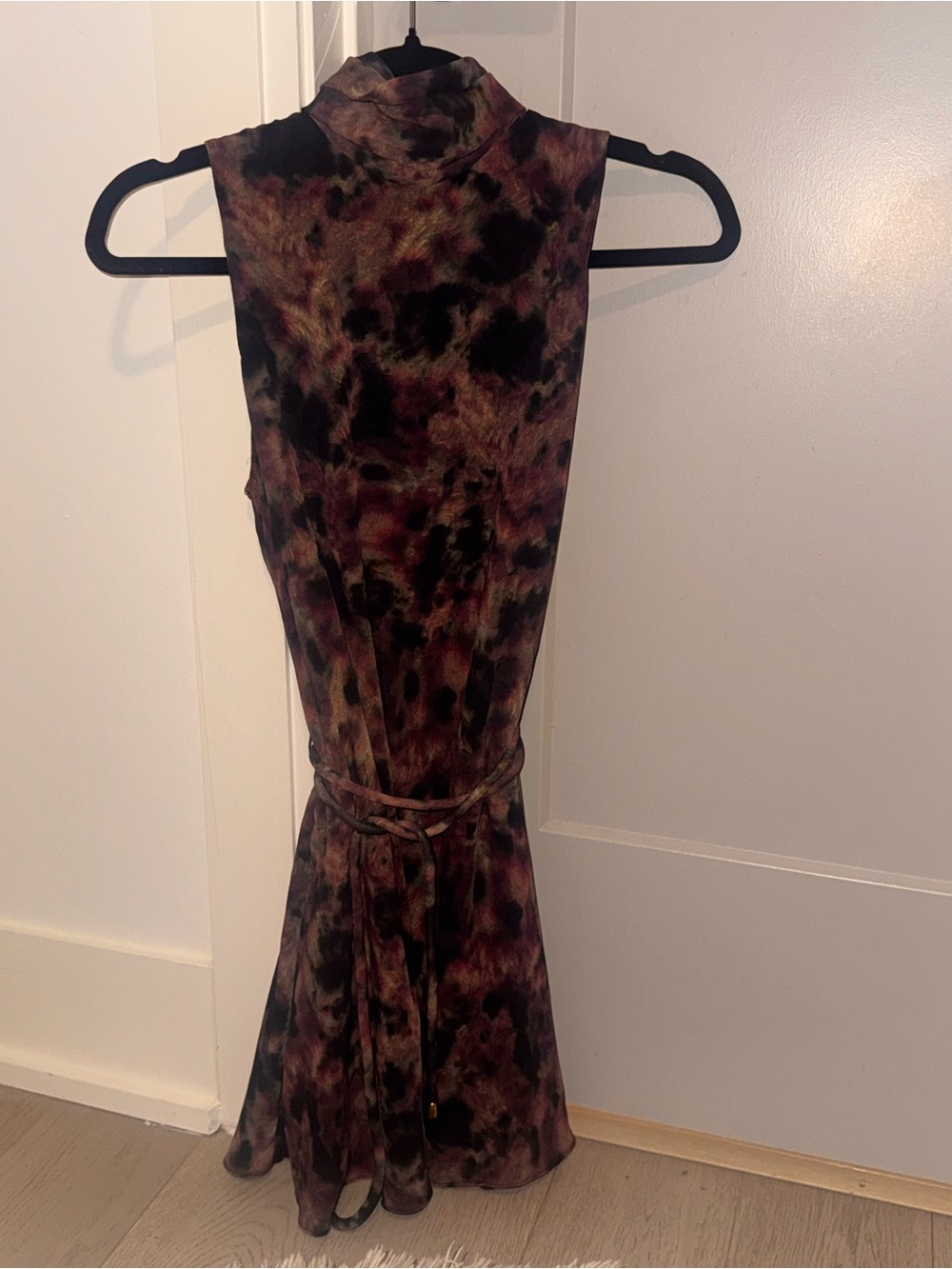 Amanda Uprichard Sleeveless Mock Neck Midi Dress in Brown and Black Multi